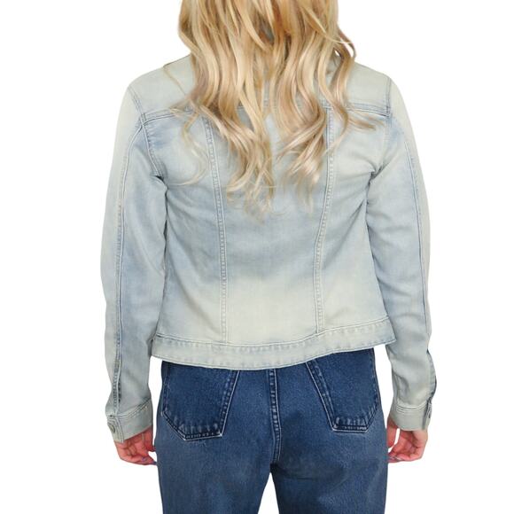 Express Light Wash Jean Jacket XS Classic Denim Jacket Fitted Extra Small XS - Picture 2 of 9